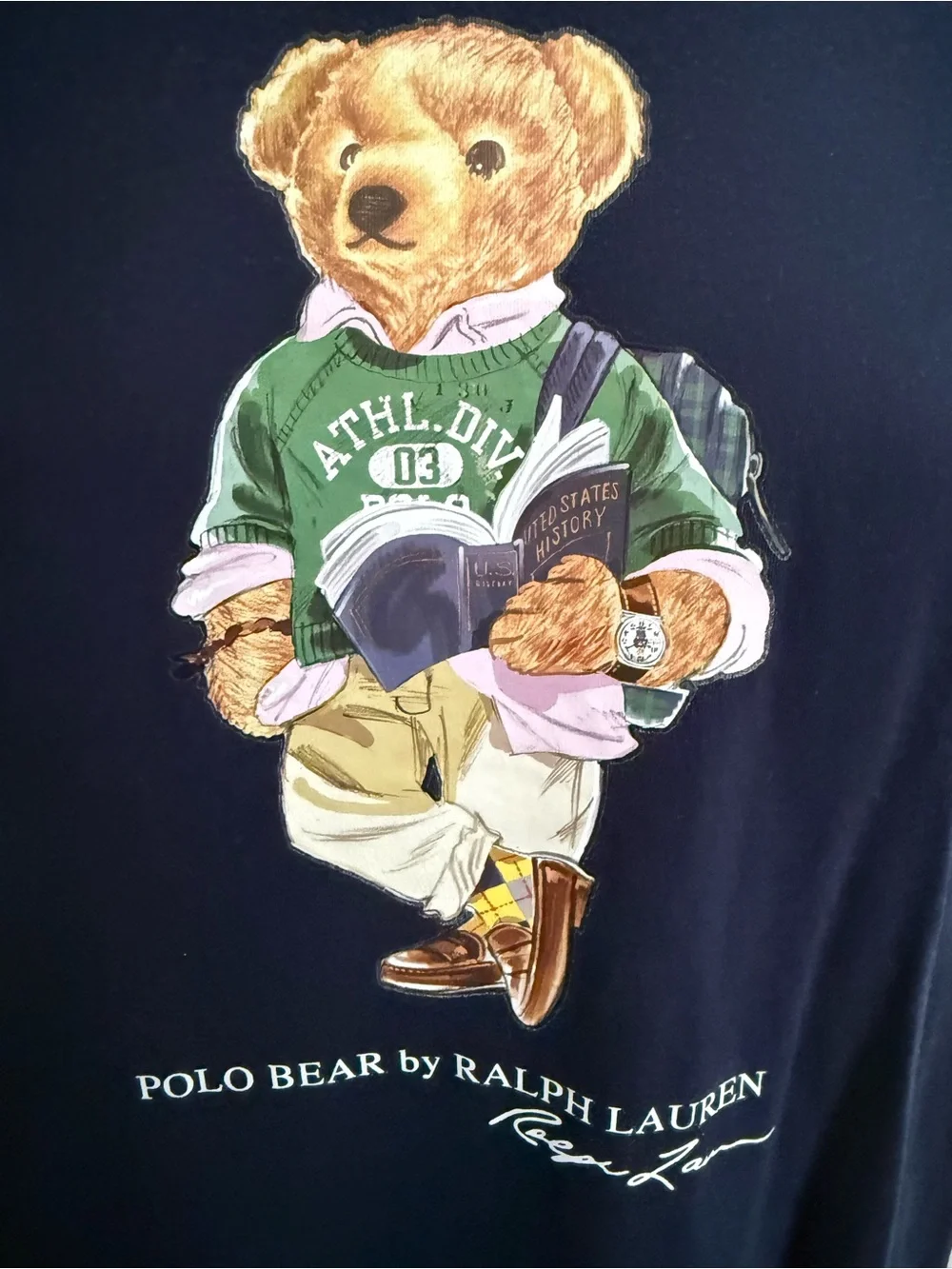 Ralph Lauren Boy's Navy Polo Bear Graphic Tee with Multicolor Bear